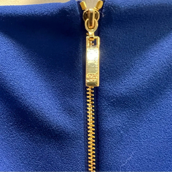 Jessica H. Royal Blue Bell Sleeve Exposed Gold Zipper Dress. Size 12. - Picture 8 of 11